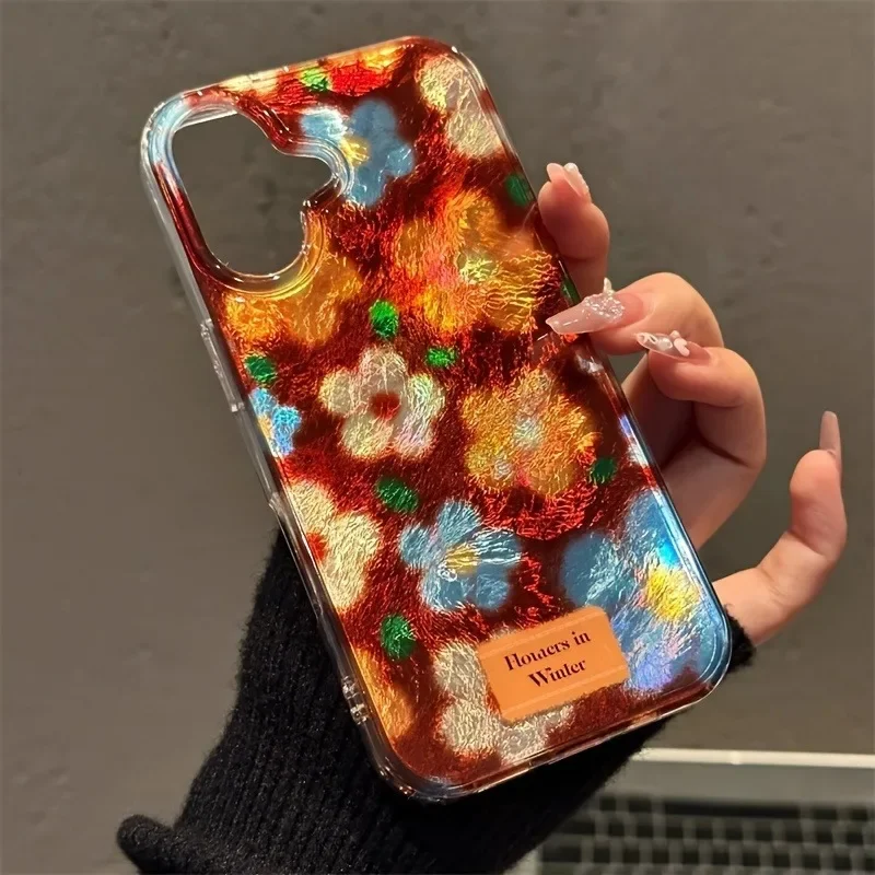 Carcasa perforada Vortex IND Retro pequeña flor funda de teléfono para iPhone 11 12 13 14 15 16 17 Pro Max XR X XS 7 8 16 Plus cubierta suave - imagen 3