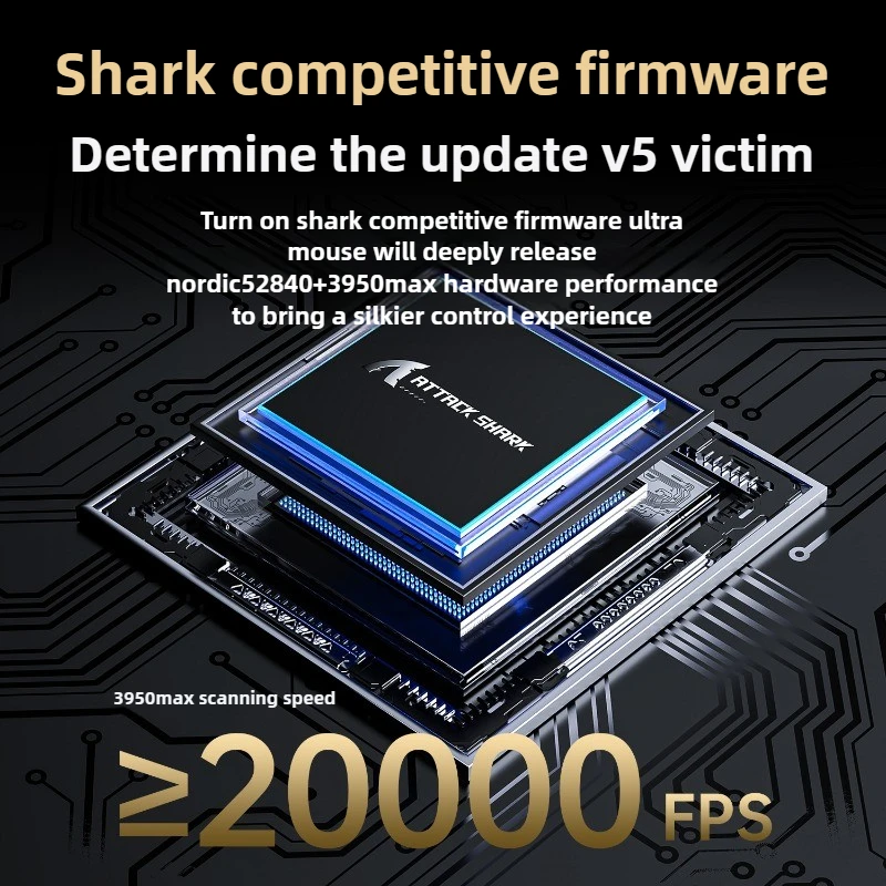 Ratón simétrico inalámbrico de tres modos Attack Shark V5 8000Hz PAW3950MAX Sensor42K DPI 500mAh personalizado 8000Hz ratón para juegos por cable - imagen 5