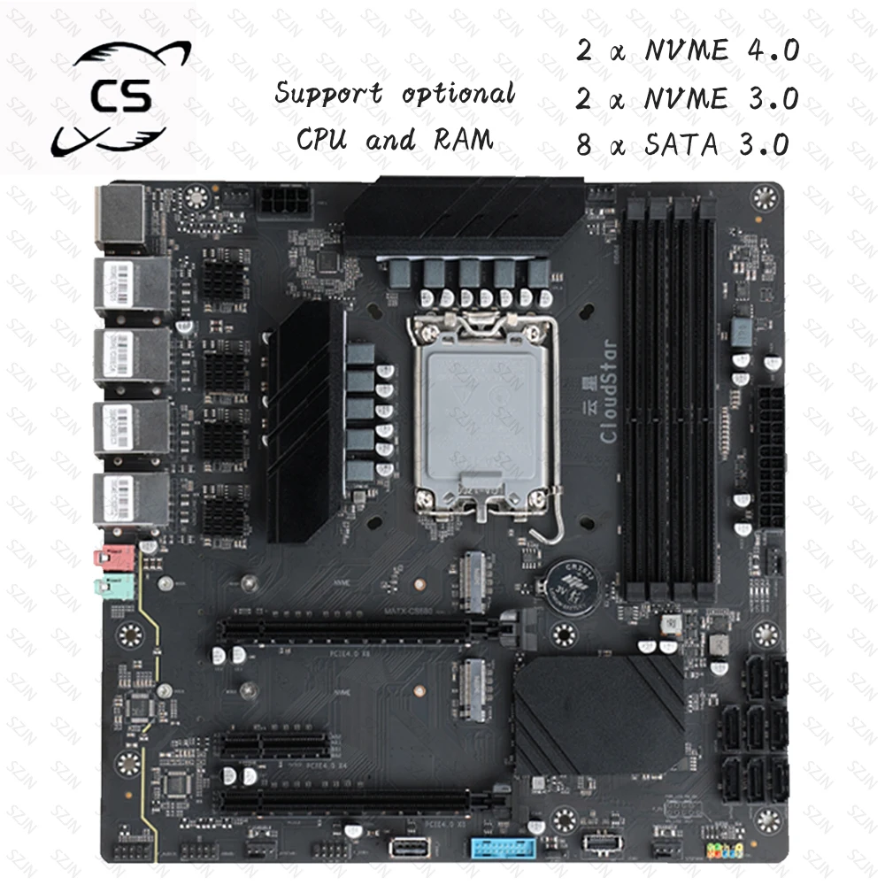 Placa base Z690 NAS Bulid, bajo consumo de energía, compatible con procesador intel M.2 NVME 8, formato nativo SATA AV1, decodificación dura