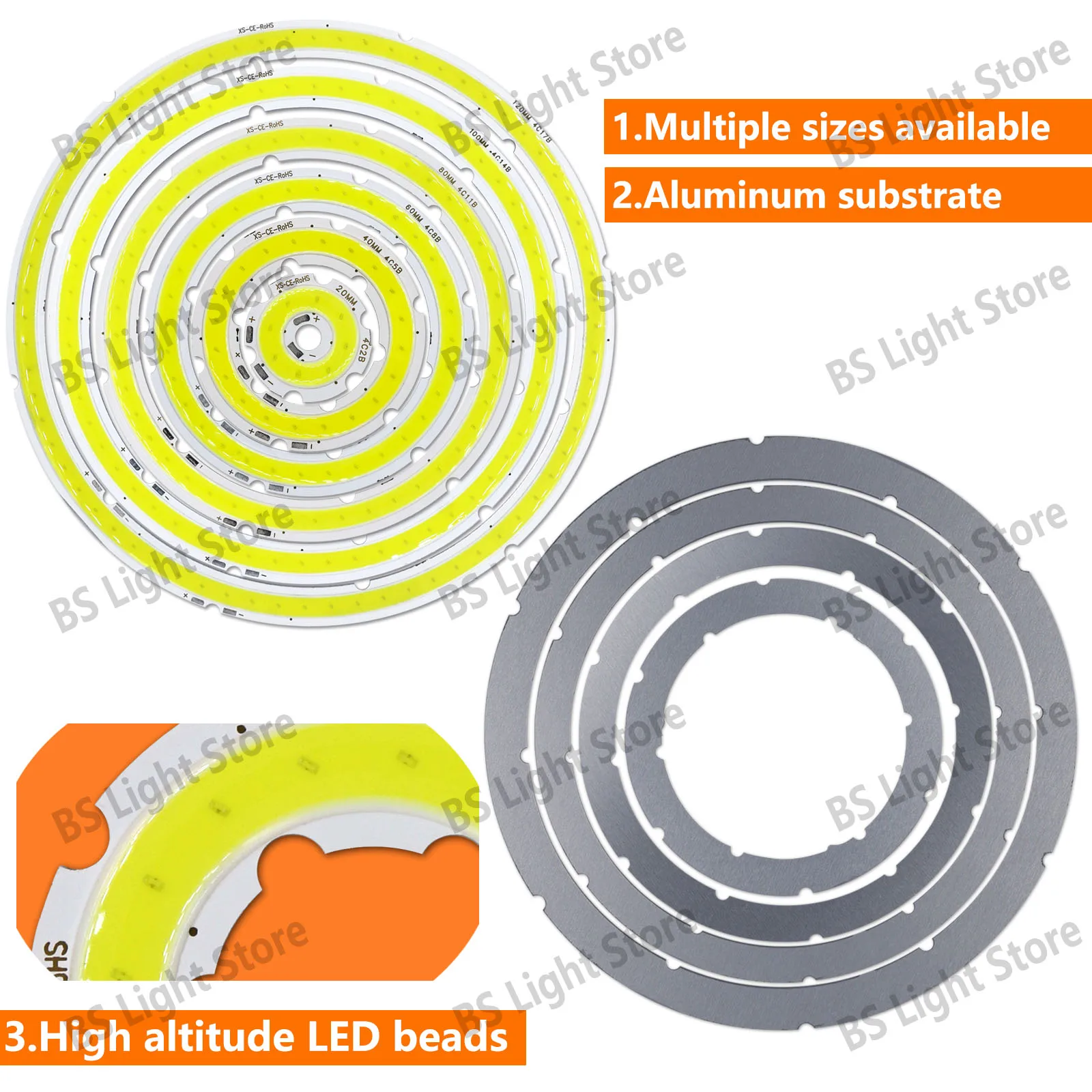 Fuente de luz LED COB de ojo de Ángel de 2W-12W, 12VDC, 20mm-120mm, fuente de luz Circular blanca fría y cálida, accesorios adecuados para bombilla DIY - imagen 5