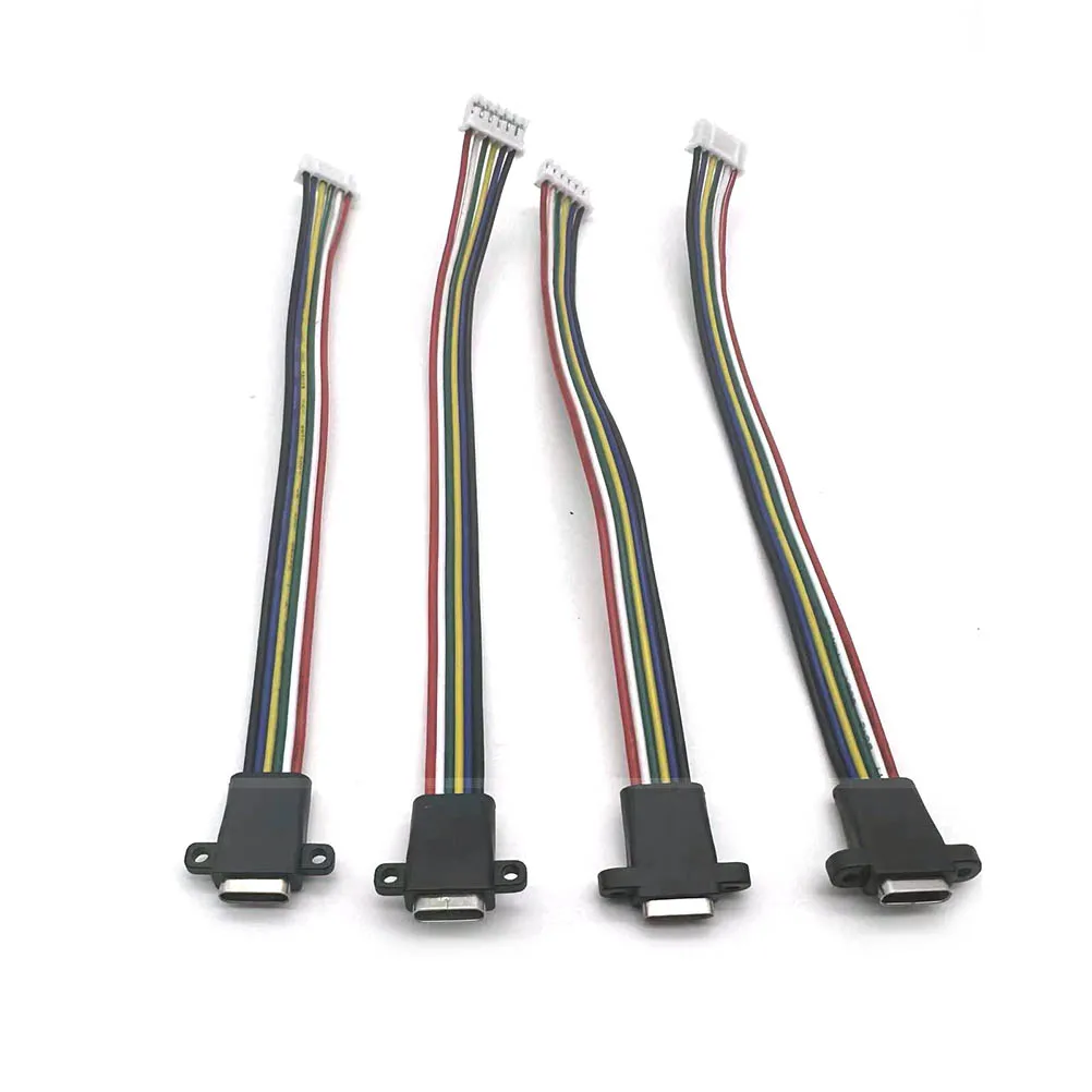 Adaptador de bricolaje wasserdicte weibliche base gelötte weibliche base Stecker parche mit Schrauben löchern, 1-5 piezas, 6 pines, TYPE-C, USB 3,1 - imagen 3