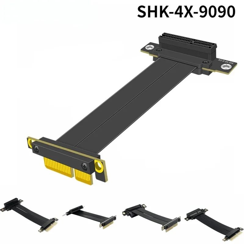 Cable de extensión PCI-E 3,0 x4 a x4 PCI Express 4x gráficos SSD RAID extensor conversión tarjeta elevadora Vertical 90 °   180 °   SHK-4X-9090 - imagen 3