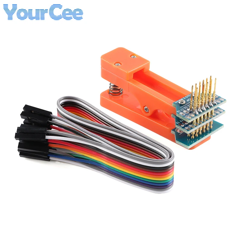 Estante de prueba de 2,54mm, abrazadera de Clip PCB, descargar programador para grabar el Pin de resorte, accesorio de grabación de Chip desmontable con Cable - imagen 4
