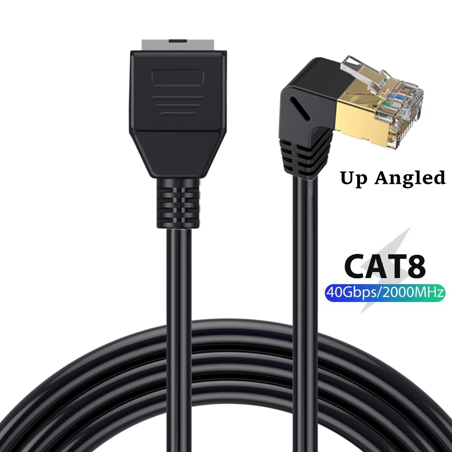 Cable de extensión Ethernet Cat8 de 40Gbps, Cable Rj45 Cat8/7/6, red Lan Ethernet macho a hembra, Anlge derecho de 90 grados para PC y portátil - imagen 3