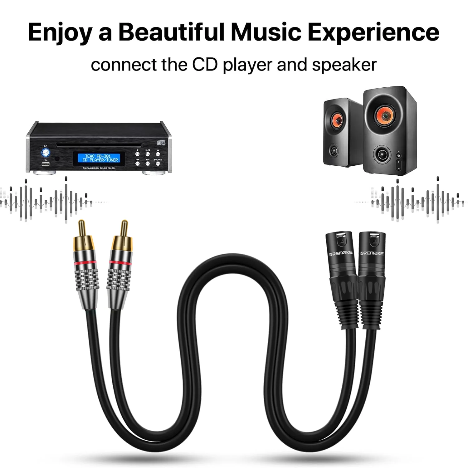 Cable Dual XLR macho a RCA macho 2 XLR a 2 RCA, Cable de Audio HiFi no equilibrado, Cable 4N OFC, para micrófono mezclador amplificador - imagen 5