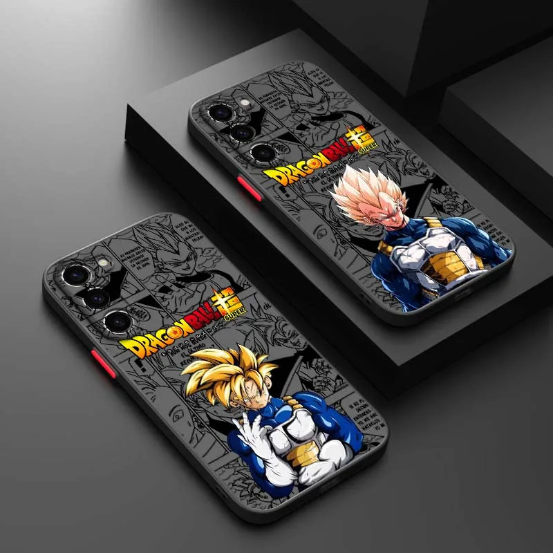 D-Dragon Ball Vegeta Trunks para Samsung Galaxy S25 S24 S23 S22 FE Plus Ultra 5G funda de teléfono translúcida esmerilada