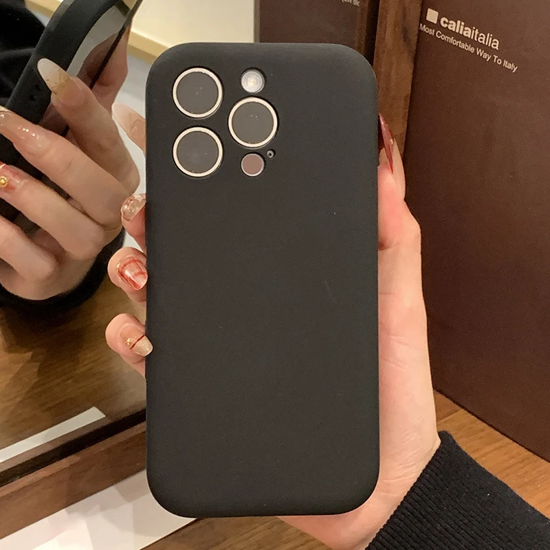 Funda de teléfono Original con forma de jabón suave de silicona líquida mate para iPhone 16 15 14 Plus 13 12 Pro Max 11 cubierta lisa a prueba de golpes - imagen 5