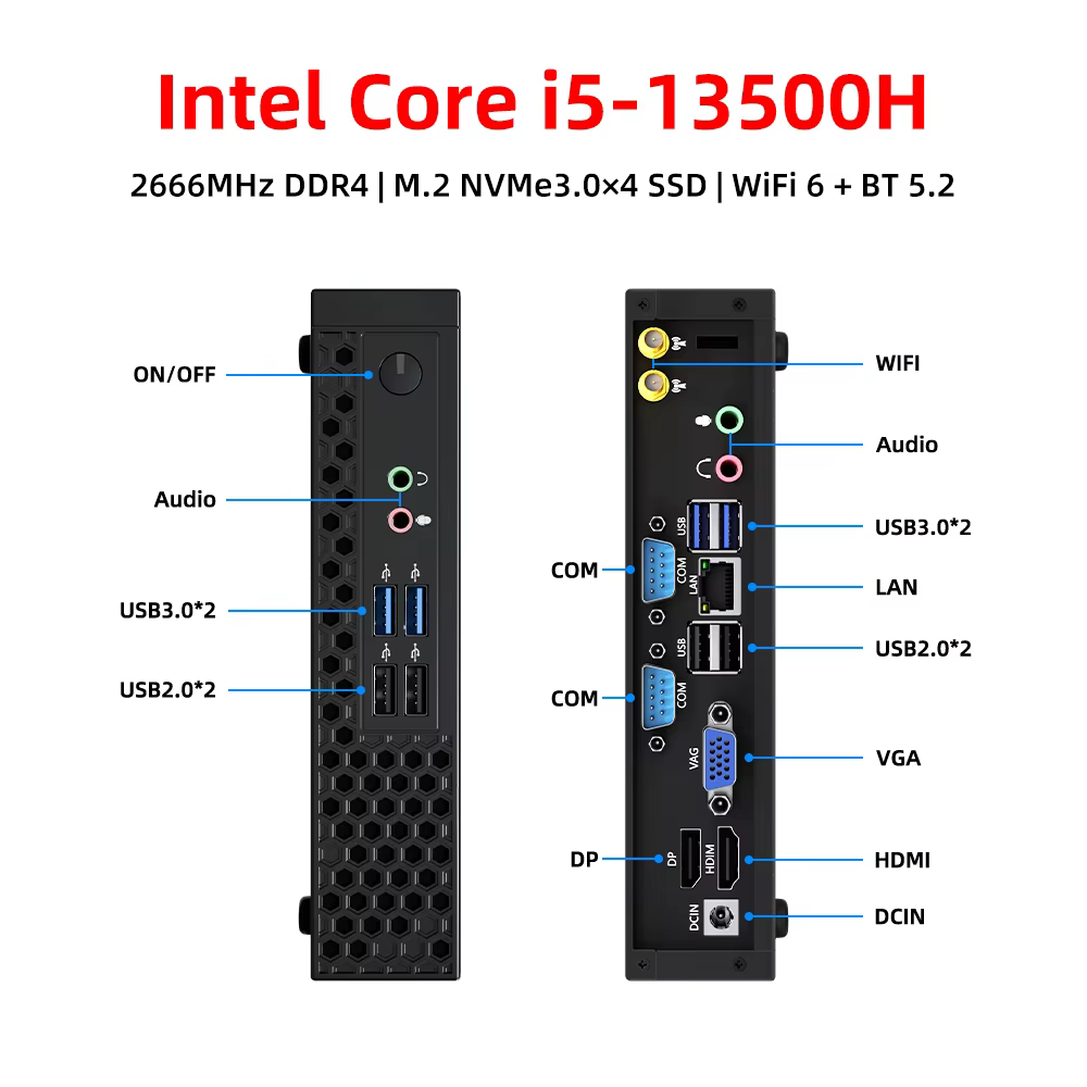 Mini PC TexHoo Intel i5-13500H 16GB/512GB SSD Gaming WiFi 6 4K - imagen 2