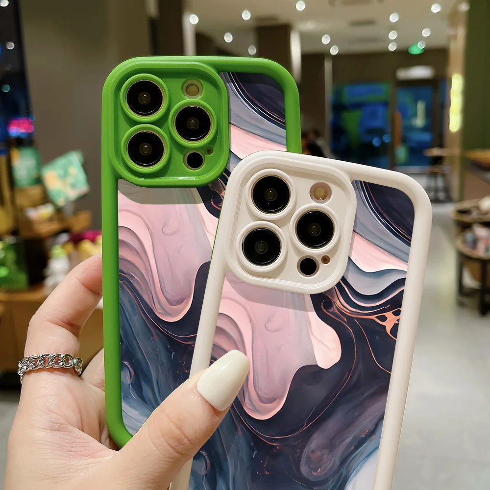Funda de teléfono de piedra de mármol de silicona líquida para iPhone 15 11 13 14 12 Pro Max XR X XS 7 8 Plus SE 13pro 15pro Funda de Color sólido - imagen 5