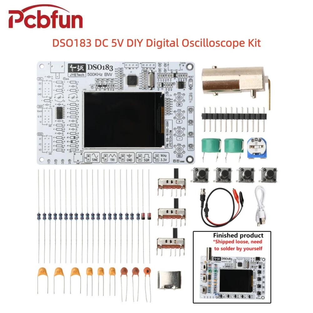 Kit de osciloscopio Digital DSO183 DC 5V DIY, Kit de soldadura electrónica de osciloscopio de 0-500kHz, interfaz tipo C adecuada para enseñanza - imagen 2