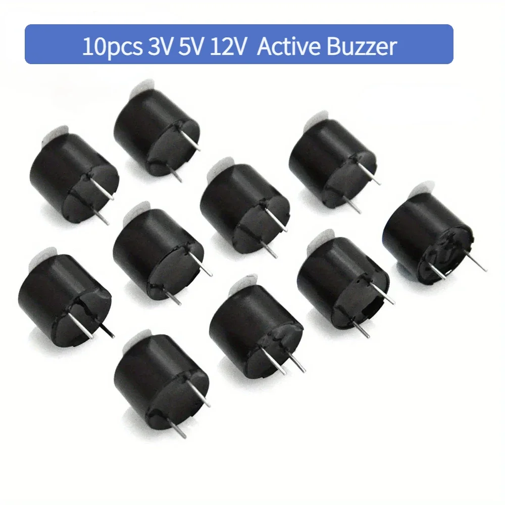 10 Uds 3V 5V 12V zumbador activo 12mm magnético largo tono de pitido continuo alarma timbre zumbador piezoeléctrico para ordenadores impresoras - imagen 4