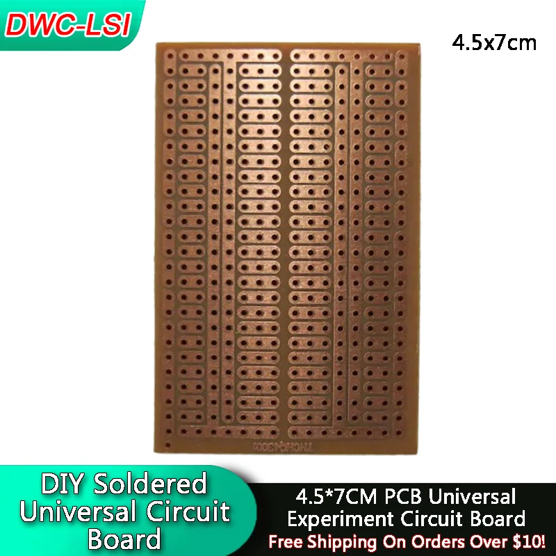 5/10 Uds DIY 4,5x7CM prototipo de papel 2-3 agujeros fila única agujeros continuos PCB placa de circuito de matriz de experimento Universal