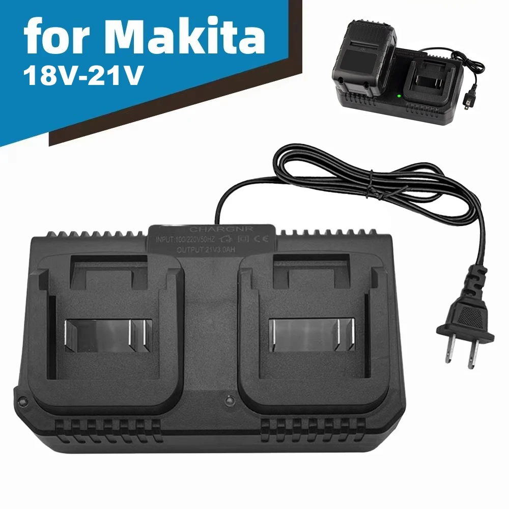 Cargador de batería de doble ranura 3.0A 18V 21V Cargador de batería de iones de litio Compatible con Makita BL1415 BL1815 BL1830 BL1850
