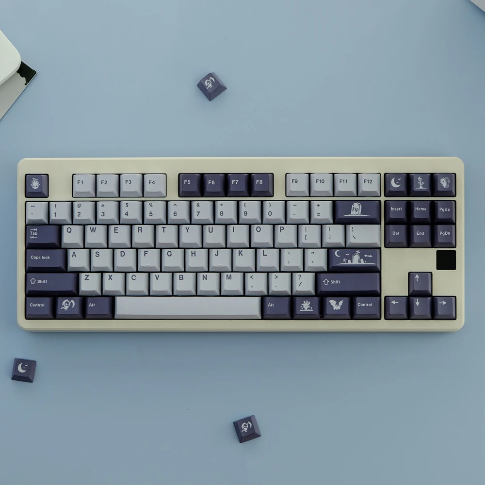 Juego de teclas GMK de medianoche de 129 teclas, teclas de sublimación de tinte PBT con perfil de cereza para teclado mecánico MX Switch 61/64/68/75/84