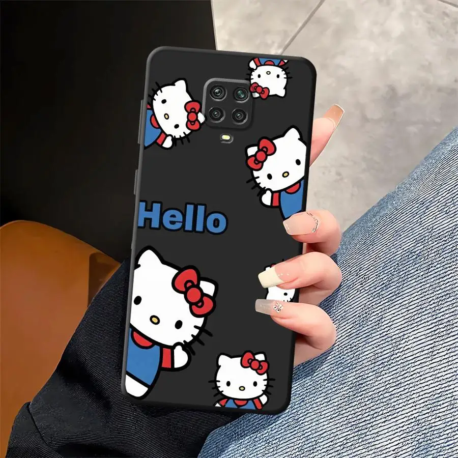 Funda de dibujos animados de Hello Kitty a la moda para Xiaomi Redmi Note 12s 9S 13 14 Pro Plus 7 8 9 10 11 12 Pro 10S 11s cubierta de teléfono suave negra - imagen 4