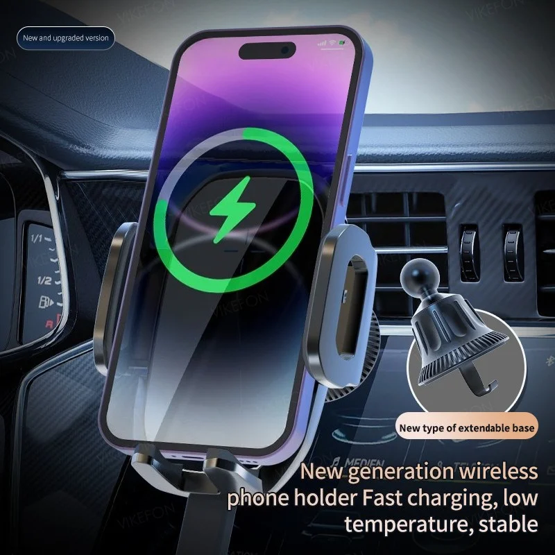 Cargador Inalámbrico Coche 15W 360 ° Soporte de teléfono con ventilación de aire de rotación para iPhone 17 ~ 12 Pro Max Samsung Xiaomi Estación de carga rápida - imagen 3