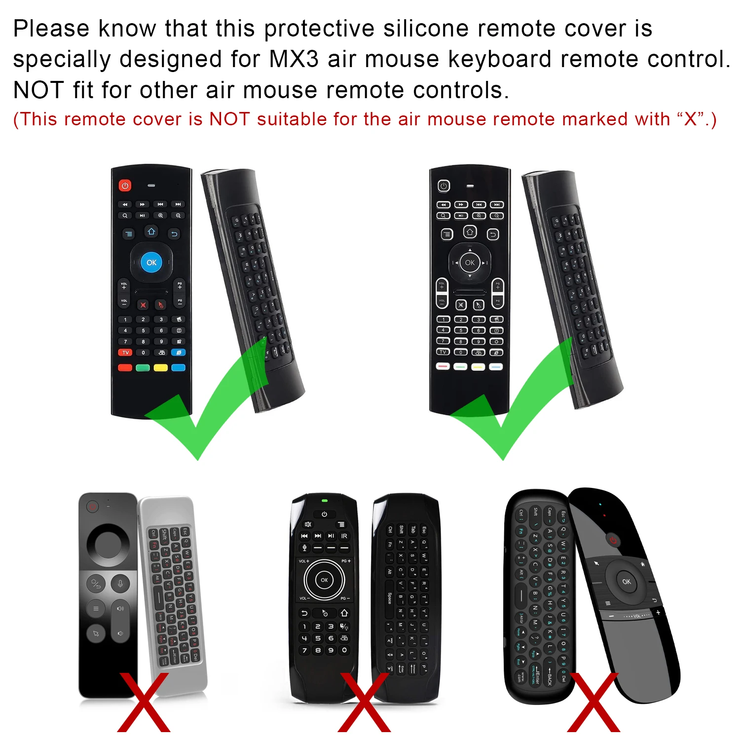 Funda protectora de silicona para mando a distancia MX3, cubierta para teclado inalámbrico RF, 2,4G, Control remoto de doble cara - imagen 3