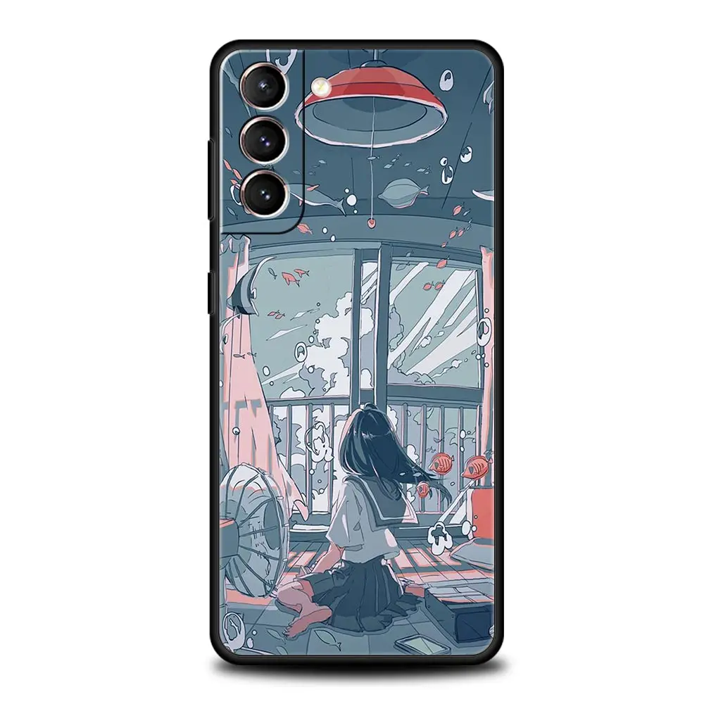 Funda de teléfono para Samsung Galaxy S24 S23 Ultra S22 S21 S20 FE 5G S10 S10E S9 Plus S8 Funda negra suave Funda de verano Sky para - imagen 5