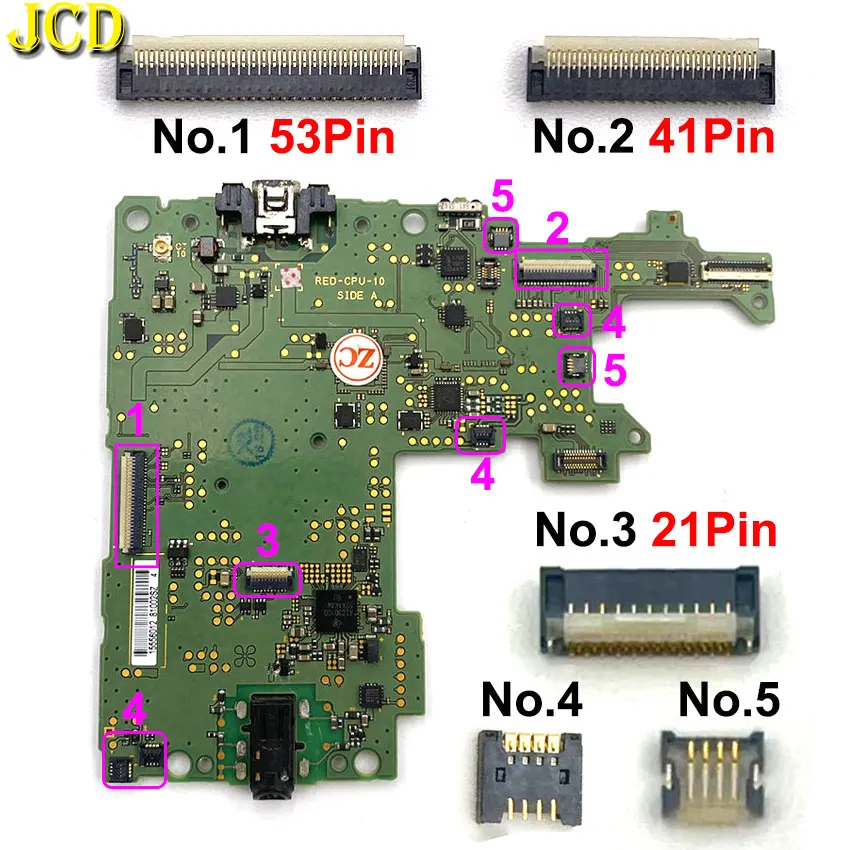 JCD 4 pines 21 pines 41 pines 53 pines FPC hembra placa base pantalla LCD Cable flexible Clip conector de cinta para nuevo 3DS LL XL