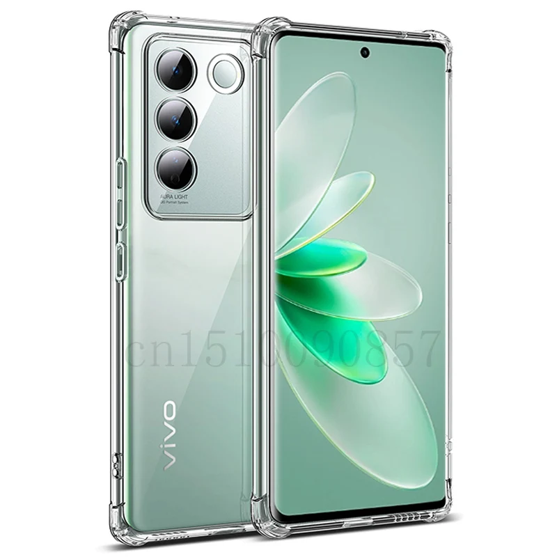 Funda para VIVO V27 Pro, protector de esquina reforzada, suave, TPU, transparente, a prueba de golpes, para VIVO V27E Couqe