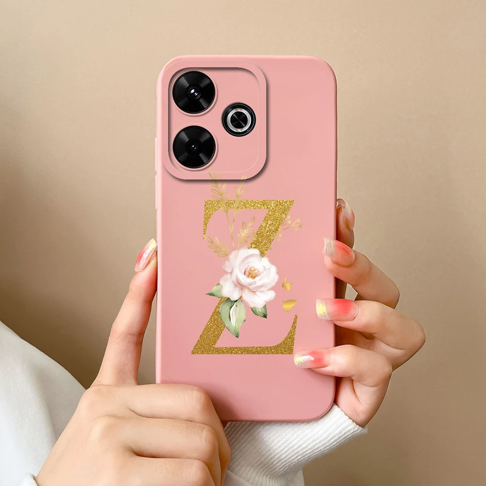 Funda elegante para Redmi 13 4G, Funda protectora de silicona líquida suave con letras personalizadas para teléfono Xiaomi Redmi13, Funda Capa - imagen 5