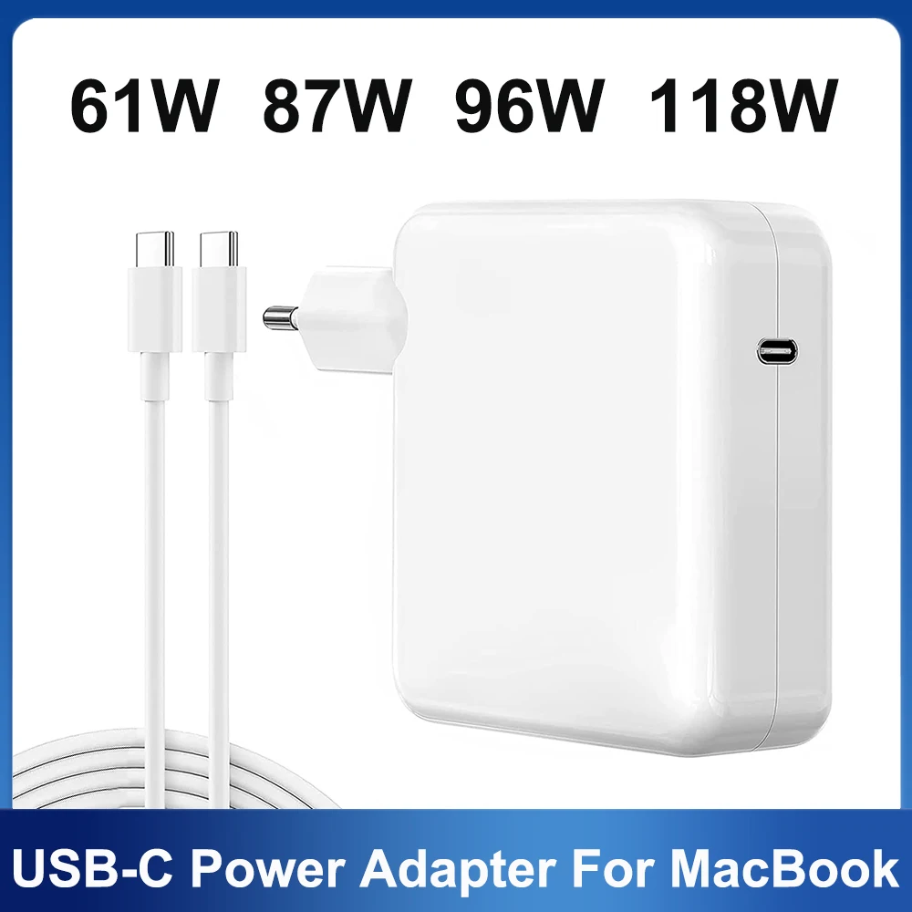 61W 87W 96W 118W USB-C adaptador de corriente para ordenador portátil tipo C PD cargador para Macbook 13 15 pulgadas A1706 A1707 A1708 A1534 A1719 A214 iPad Pro