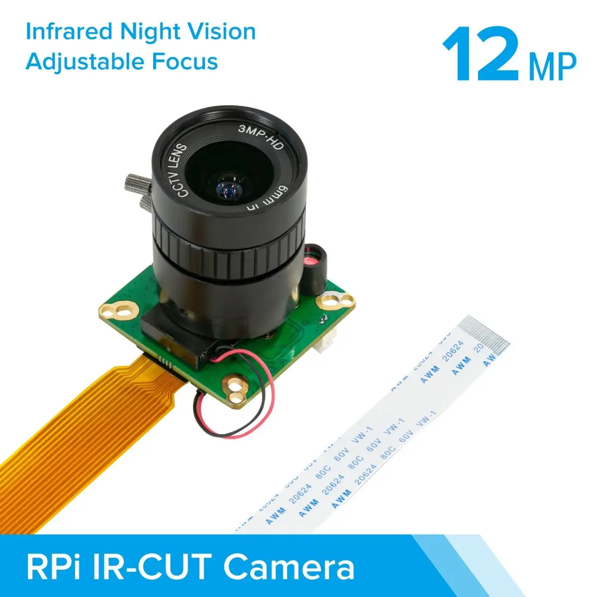 Cámara Arducam IR-CUT de alta calidad para Raspberry Pi, módulo de cámara HQ IMX477 de 12,3 MP y 1/2,3 pulgadas con lente CS de 6 mm para Pi 4B, 3B+,