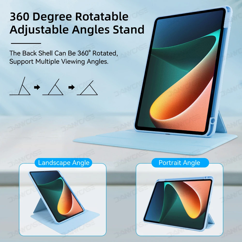 Funda para tableta MiPad 6 12,4 pulgadas 360 °   Rotación para Xiaomi Pad 6/6Pro 11 ''TPU Funda protectora Smart Sleep con soporte y ranura para bolígrafo - imagen 4