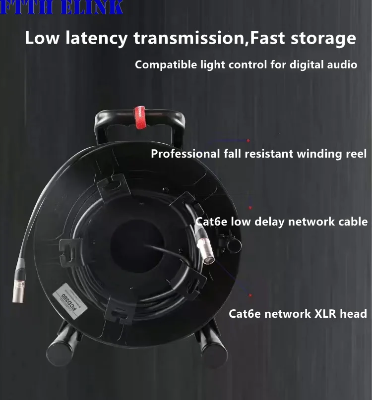 Cable Drum 50mm Cable de red Cat6e de bajo retardo, PCD380, PCD310, 235 Carrete de bobinado Mezclador digital Cable Car 60m,30m,70m, 80m, 100M - imagen 2