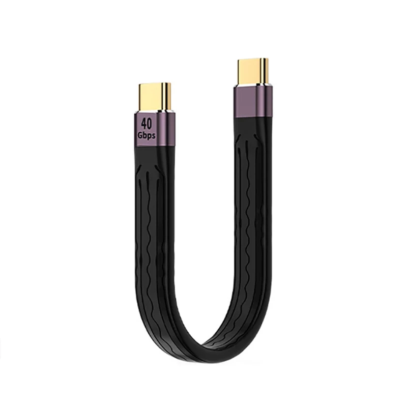 Cable de datos portátil tipo C USB4, 40Gbps, C a C, 100W, carga rápida, plano, delgado, FPC, corto, para ordenador portátil, teléfono móvil, banco de energía