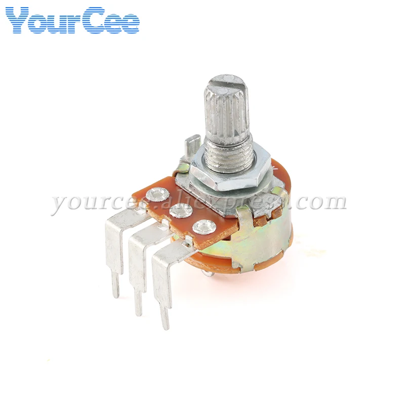 Pies doblados de potenciómetro lineal WH148, 5 uds., con interruptor B1K 2K 5K 10K 20K 50K 100K 500K 1M 250K 15mm, eje, arandelas de tuercas de 3/6 pines - imagen 3