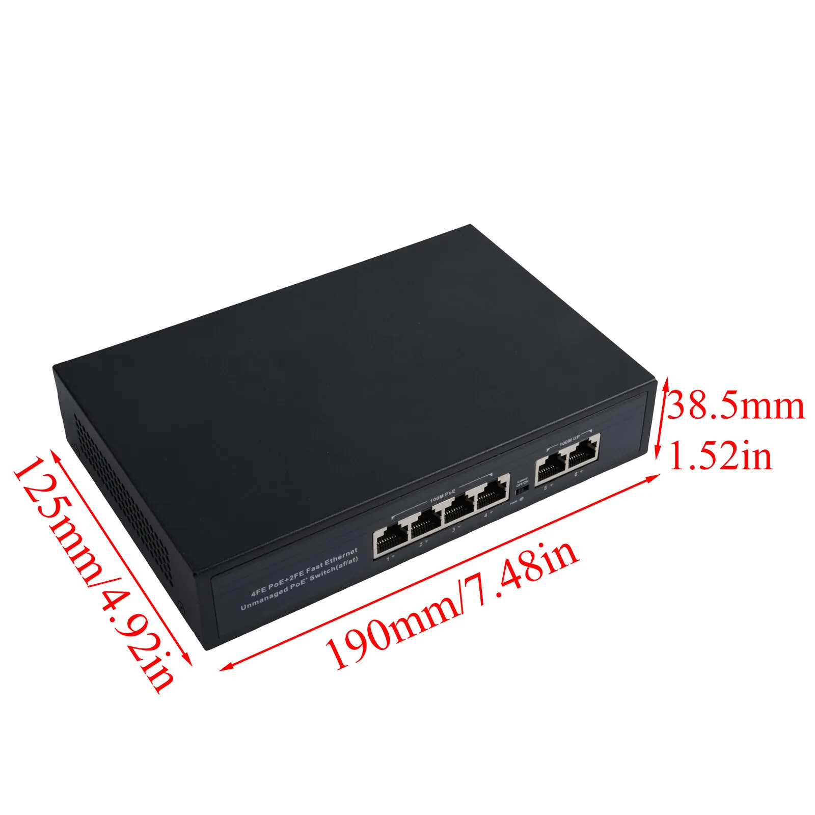 1 Uds. Conmutador POE estándar de 10/100Mbps 4 puertos + 2 puertos de enlace ascendente interruptor Ethernet protección contra rayos para cámara IP AP inalámbrico negro - imagen 2