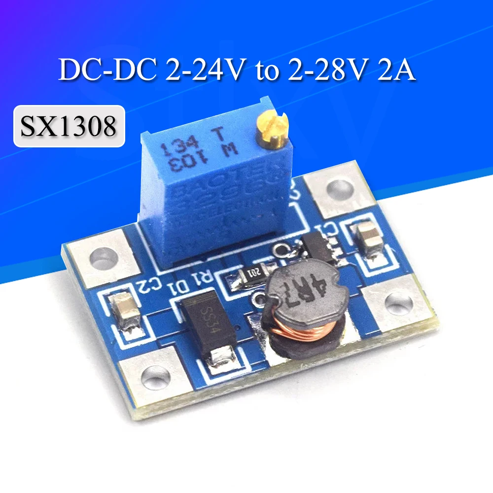 Stlxy 2-24V a 2-28V 2A DC-DC SX1308 módulo de potencia ajustable elevador convertidor de refuerzo para Kit de bricolaje