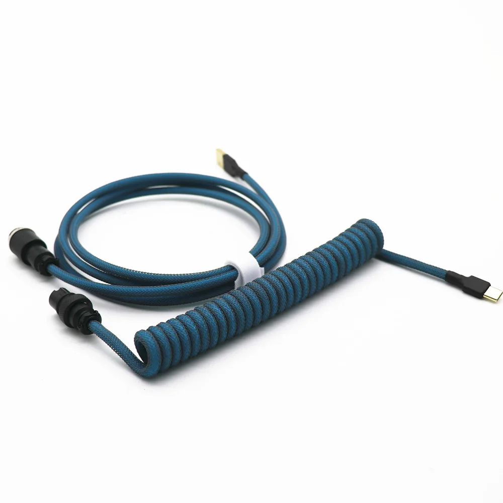 Z personalizado más grueso espiral OD 25MM bobina teclado USB tipo C Cable en espiral Z doble manga Mini Micro colorido GX16 Aviator Cable - imagen 5