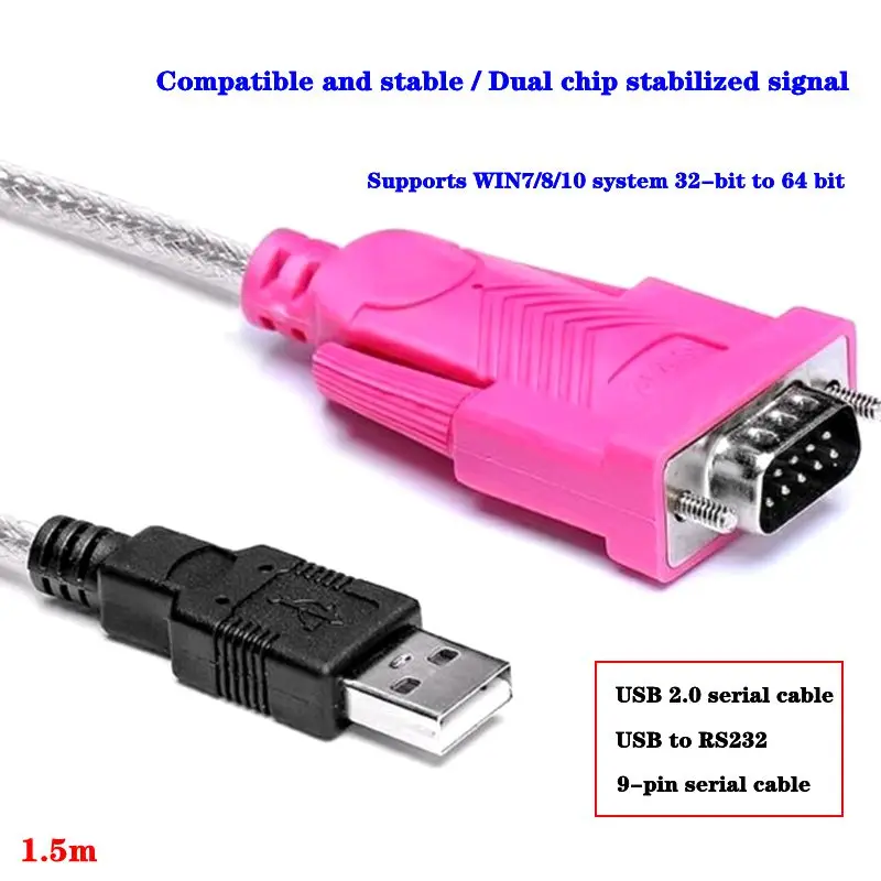 Cable de puerto serie USB a RS232 DB9 Pin macho hembra Cable adaptador de puerto serie puerto COM Cable de datos de puerto serie de computadora Industrial - imagen 2