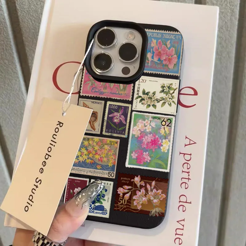 Funda con estampado de lichi y sellos Vintage para Samsung S25 Ultra, fundas Galaxy S24 FE S23 S22 Plus A56 A54 A55 A53 A16 A36 - imagen 5