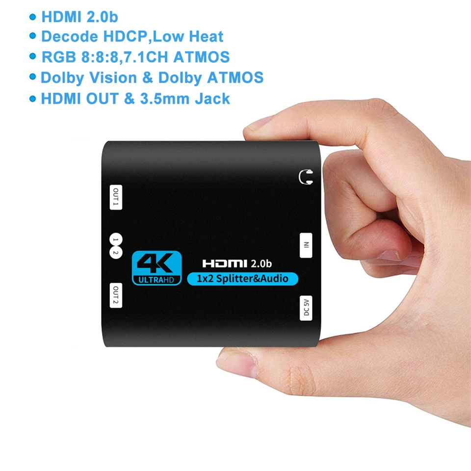 Navceker-Divisor HDMI 1x2 1080P 4K, 1 en 2 salidas, 2 puertos, amplificador HDMI, Divisor de Cable 2,0 para HDTV, PS4, PS5, Xbox - imagen 5