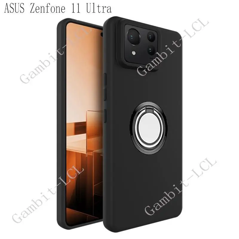 Para ASUS Zenfone 11 Ultra 11Ultra AI2401 ASUS_AI2401_H soporte de anillo trasero funda de teléfono silicona suave TPU Original a prueba de golpes