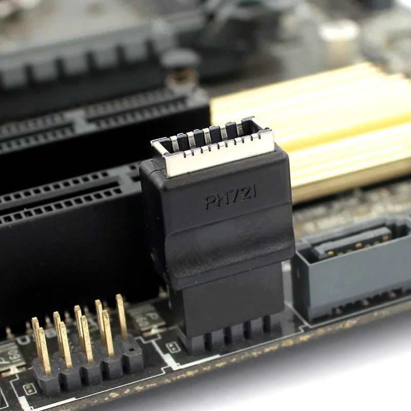 Placa base USB 2,0 de 9 pines a USB C tipo E, cabezal de Panel frontal, enchufe Key-A a conector de 9 pines, adaptador de extensión para PC de escritorio - imagen 4