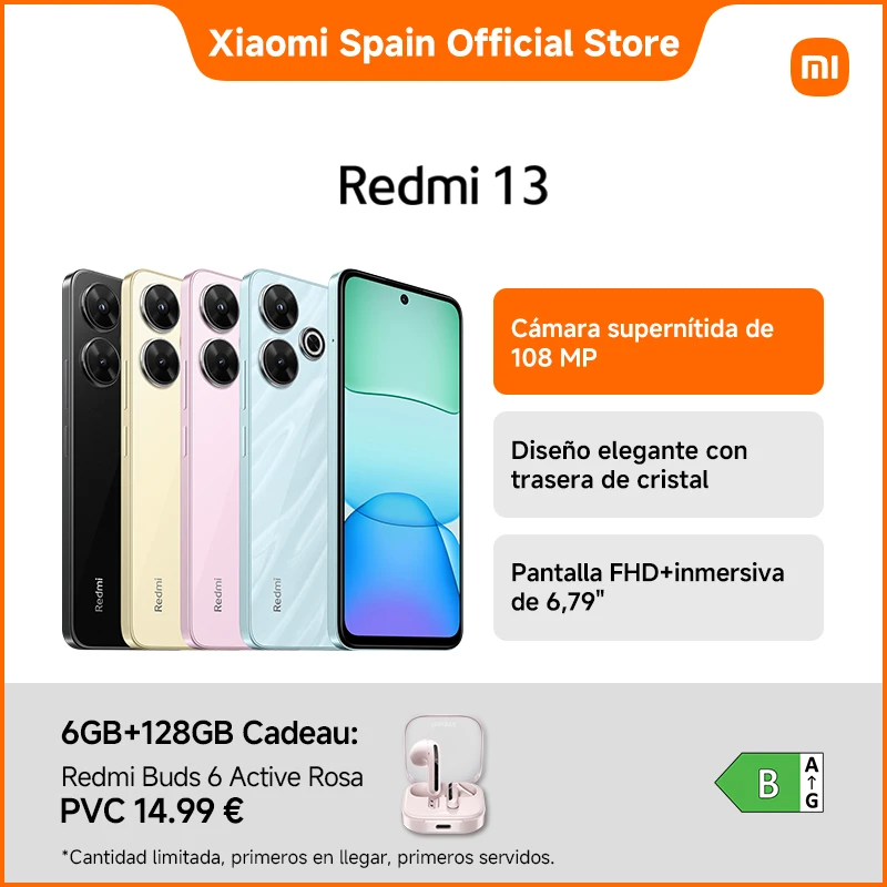 Official | Redmi 13, Cámara supernítida de 108 MP, Diseño elegante con trasera de cristal, Con carga rápida de 33 W