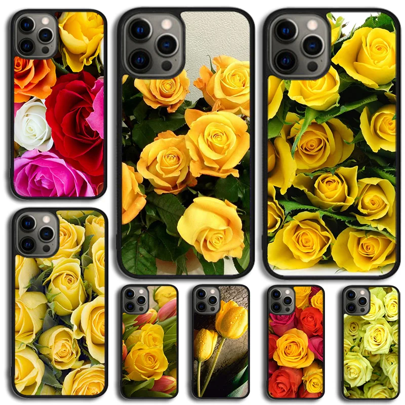 Funda de teléfono con ramo amarillo para iPhone 17 Air 15 Pro MAX 16 Plus 14 11 12 13 Coque