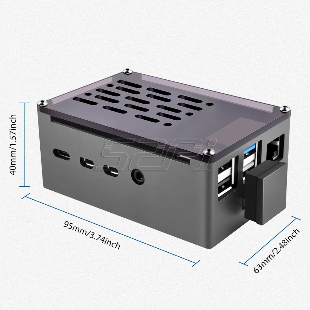 Caja de ladrillo de aluminio de 52Pi, carcasa de cierre negra con velocidad ajustable, ventilador de refrigeración silencioso 3510 y SSD M.2 Sata para RPI 4B - imagen 3