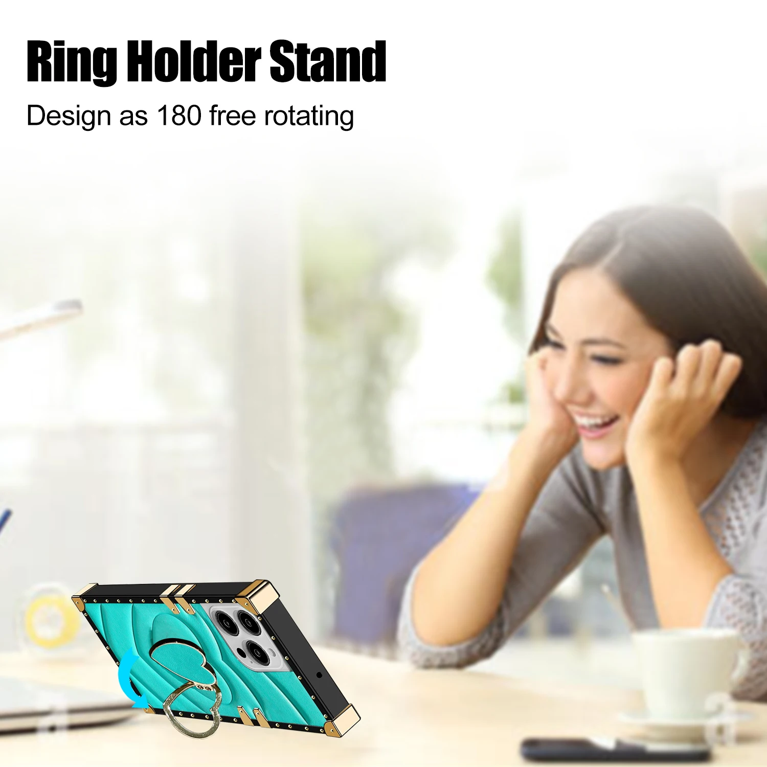 Funda de cuero con soporte de anillo para Iphone 14 Pro Max, 13, 12, 11, XSMAX, funda anticaída con lazo de dedo magnético - imagen 5