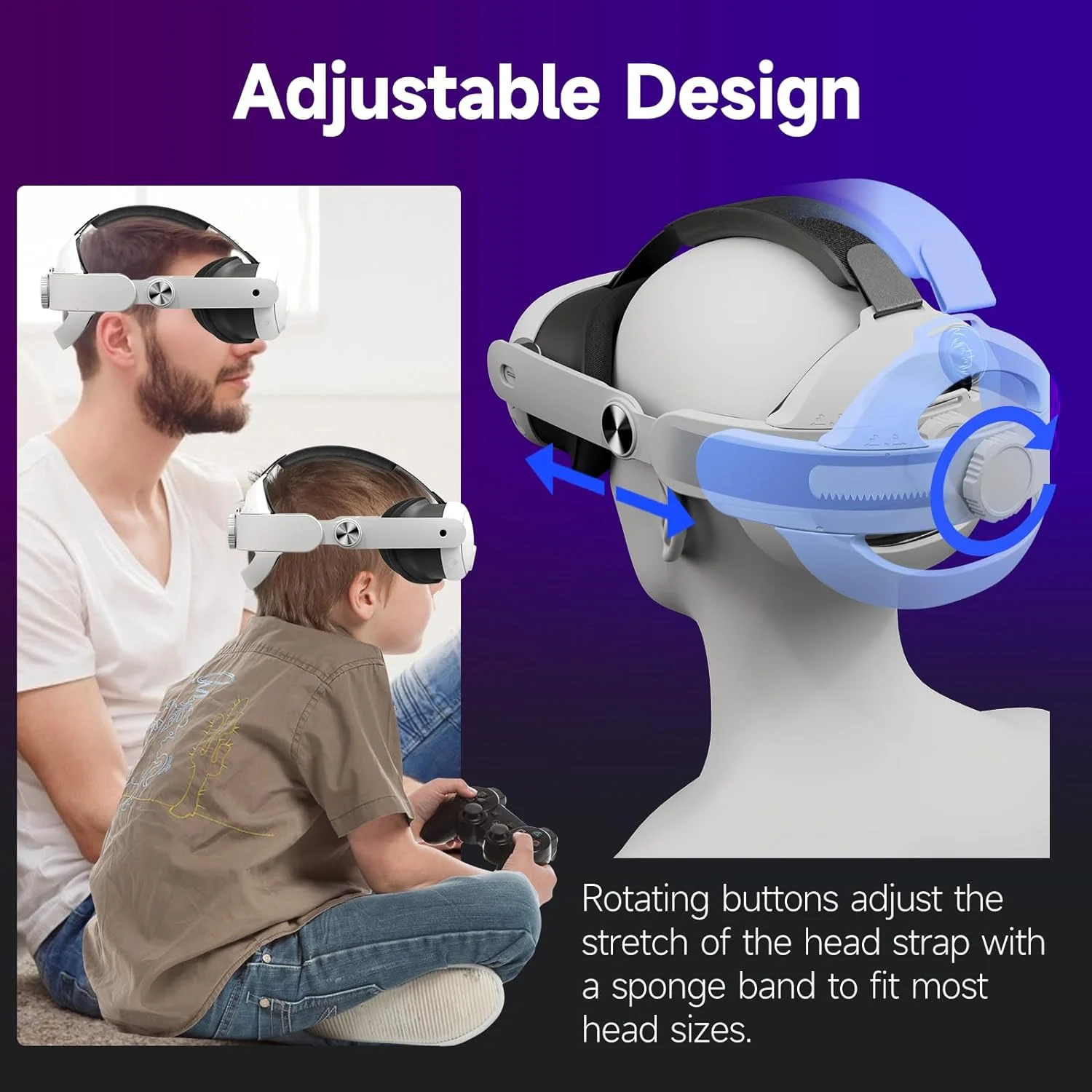 Correa de cabeza ajustable para Quest 3 Elite, repuesto de cojín suave, accesorios mejorados para Meta Quest 3 - imagen 4