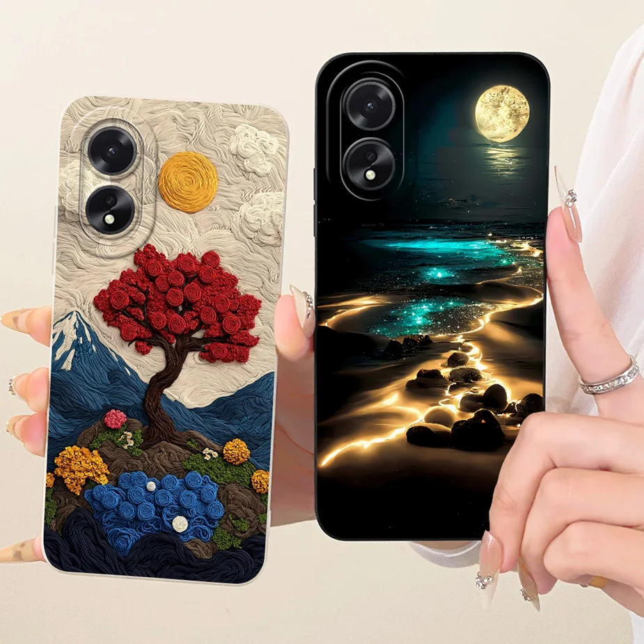 Para Oppo A38 4G funda CPH2579 lindo gato dibujos animados caramelo pintado cubierta suave TPU funda de teléfono para Oppo A18 A 38 OppoA18 OppoA38 4G Shell - imagen 4