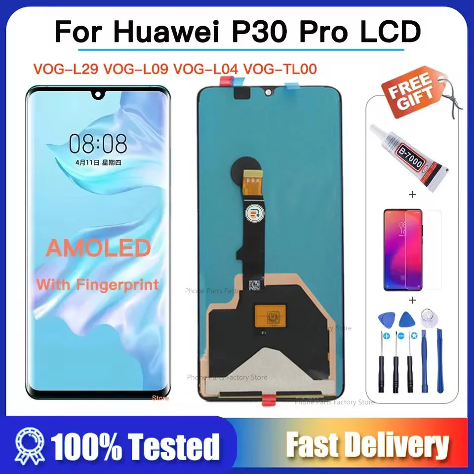Pantalla Original AMOLED de 6,47 pulgadas para Huawei P30 Pro, montaje de digitalizador con pantalla táctil, VOG-L29, VOG-L09, VOG-L04