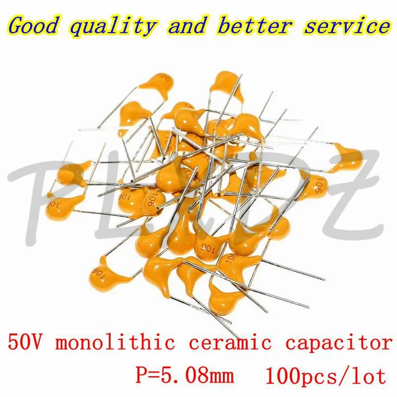 100 Uds 50V condensador cerámico monolítico 10PF ~ 10UF 22PF 47NF 220NF 1NF 4,7 UF 1UF 100NF 330NF 0,1 UF 102 104 105 106 103 473 334