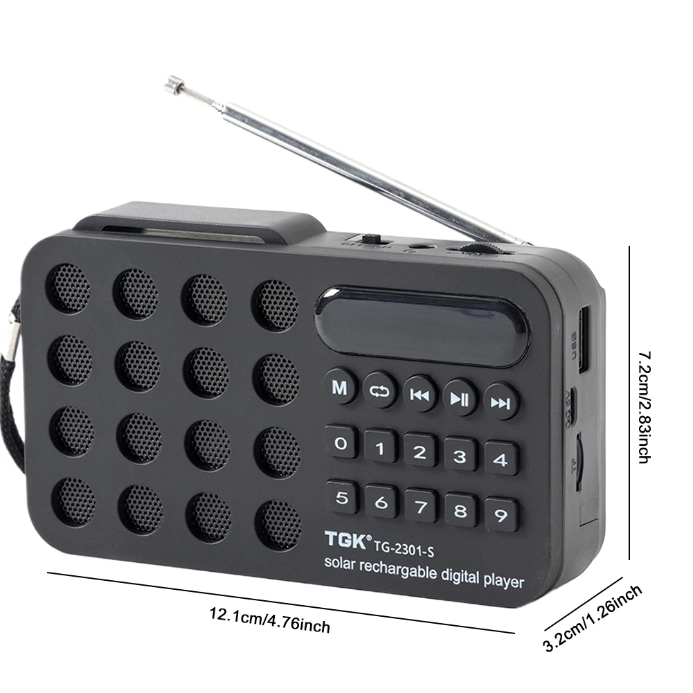 Mini Radio FM portátil de bolsillo BT, carga Solar/recargable, funciona con batería, Radio pequeña de emergencia, altavoz incorporado, reproductor MP3 - imagen 5