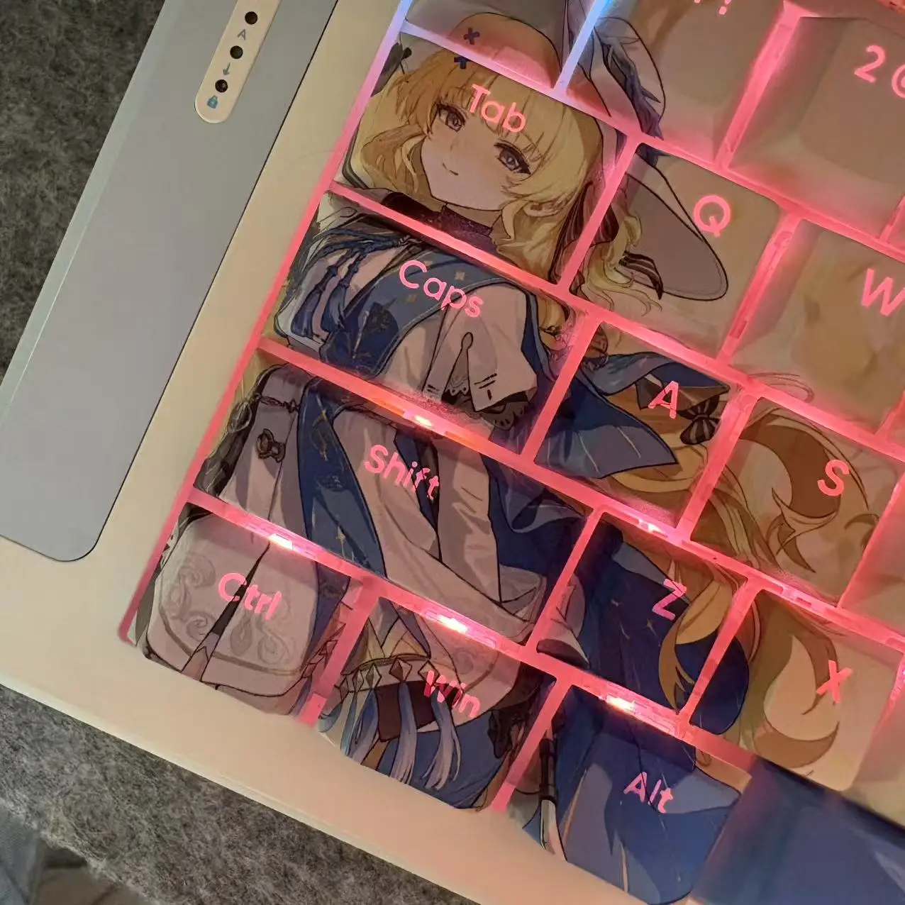 Teclas Wuthering Waves de 128 teclas, teclas con tema Phoebe, teclas de perfil de cereza PBT DYE-Sub para accesorios de teclado mecánico - imagen 3