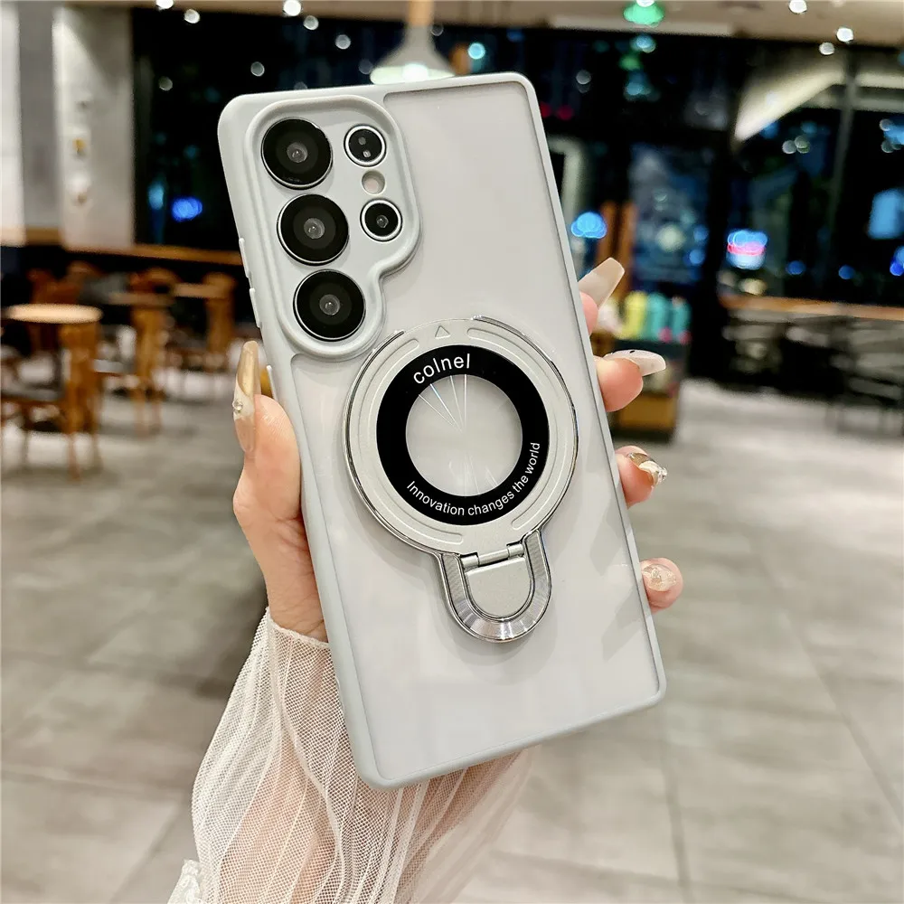 Funda de teléfono con soporte plegable a prueba de golpes para Samsung A52 A53 A32 A22 A12 A13 A23 A33 A02S A03S 4G 5G, cubierta dura transparente acrílica